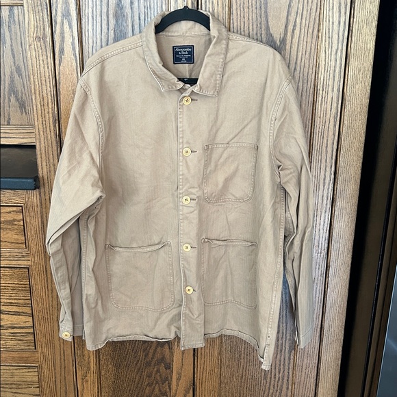Abercrombie & Fitch Tan Lightweight Shirt Jacket 3 pocket Chore Jacket Look XXL - Picture 1 of 3